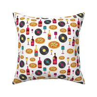 Vibrant 3D Pizza Art Vinyl Record Pattern - Perfect for Music Lovers and Foodies Alike