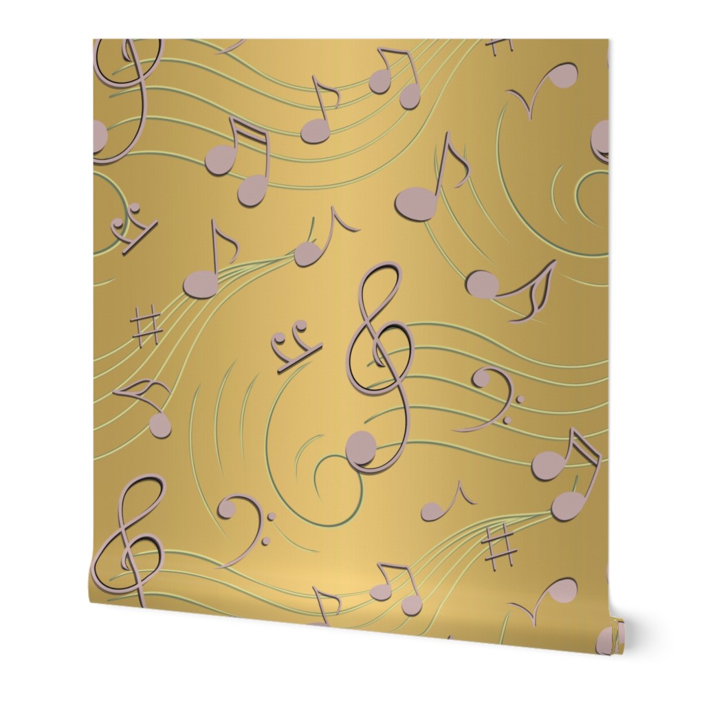 Metallic Musical Notes Party Wall