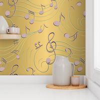 Metallic Musical Notes Party Wall