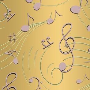 Metallic Musical Notes Party Wall