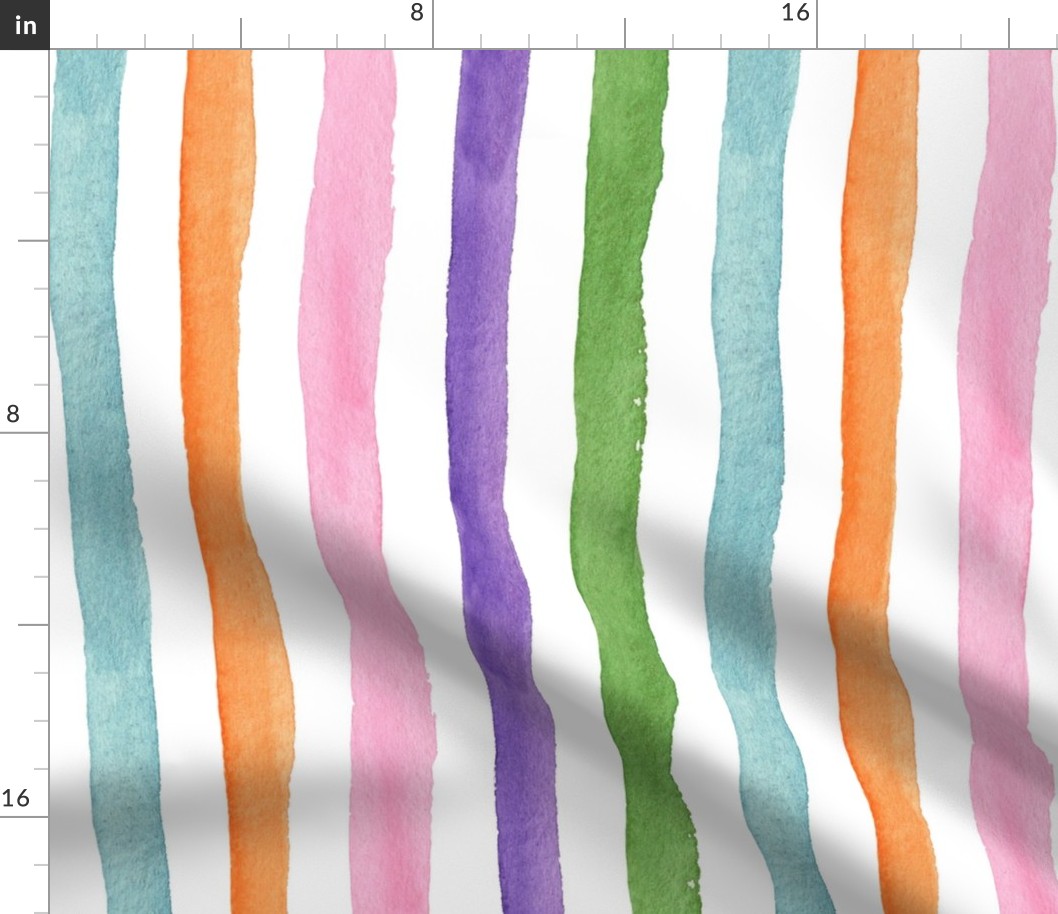 Bright watercolor vertical stripe perfect for kids playroom wallpaper