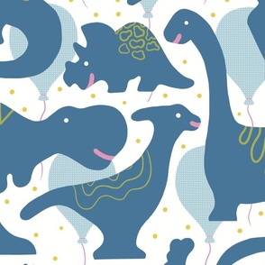 Joyful Dinos Design: Vibrant Playful Prehistoric & Modern Dino Art - blue LARGE