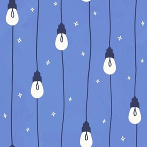 Party in the Backyard: Whimsical Lights & Stars on a Blue Background