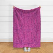 LARGE - Flowing ribbons intertwined to form a wavy net - Magenta Pink and Cobalt Blue