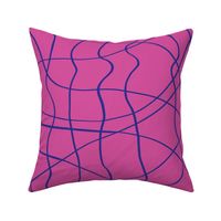 LARGE - Flowing ribbons intertwined to form a wavy net - Magenta Pink and Cobalt Blue