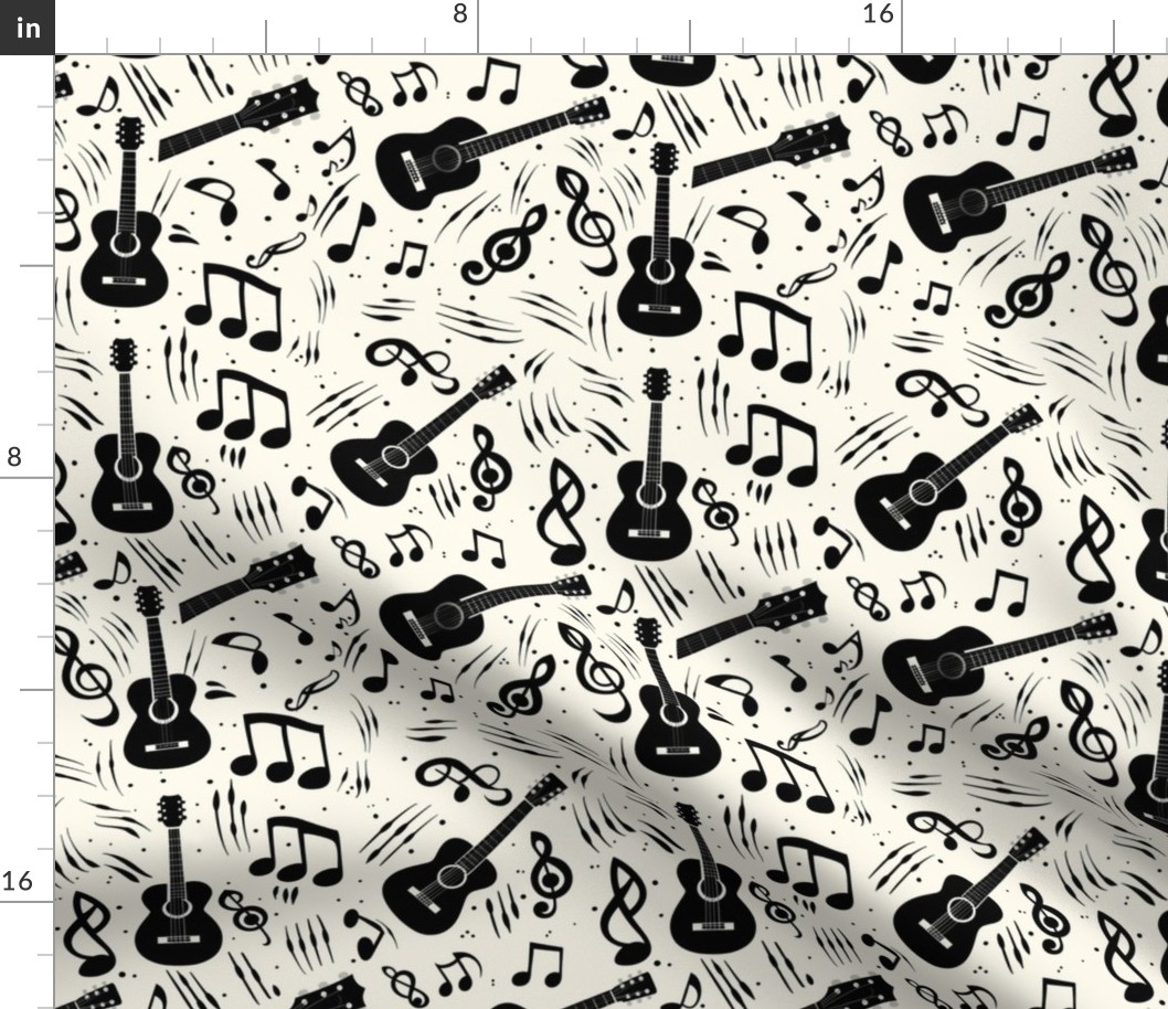 Monochromatic Melodies: Black and White Guitar Symphony