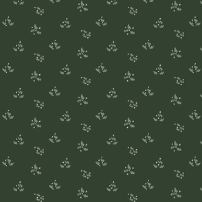 Starry sprouts - dark green  , off white and sage green     // Small scale