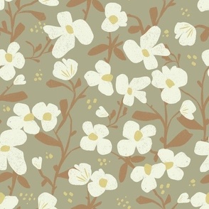 Gentle Woodland Floral -  Earthen Muted wild flowers