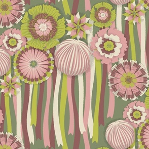 Floral Extravaganza Party [retro green and purple] large