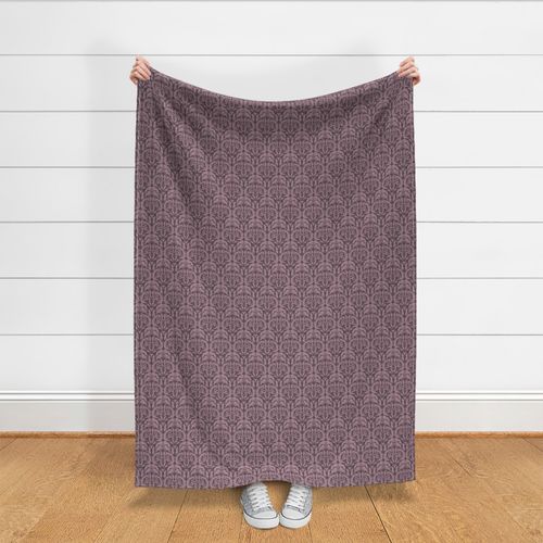 Small Scale - European Garden Floral: Botanical Damask Pattern - Mauve