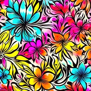 watercolor pop art flowers L