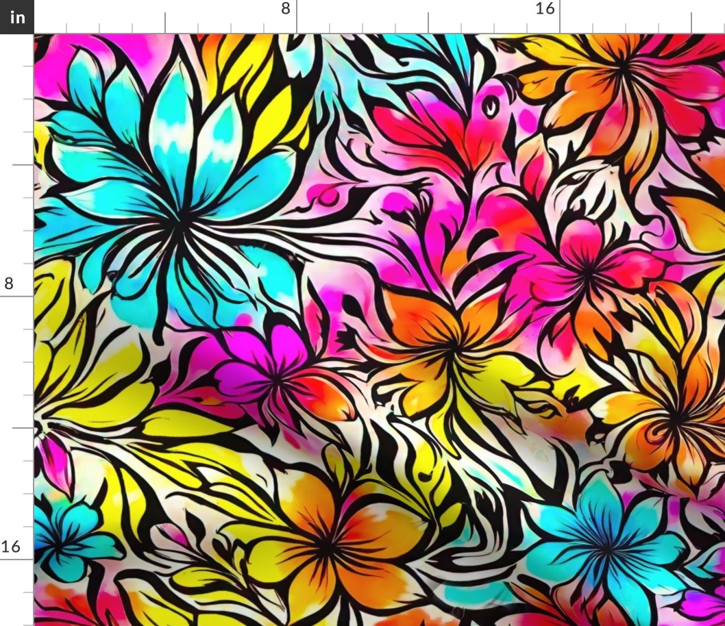 watercolor pop art flowers L