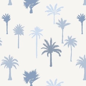 Small // Tiny - Palm Tree Hill  - Monochrome - Blue Lagoon on Cream