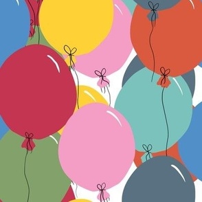 Brightly Colored Party Balloons on white