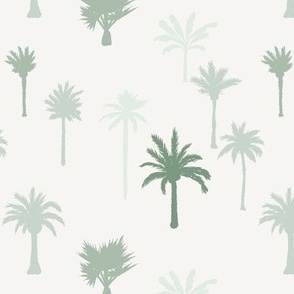 Small // Tiny - Palm Tree Hill - Garnish Green On Cream