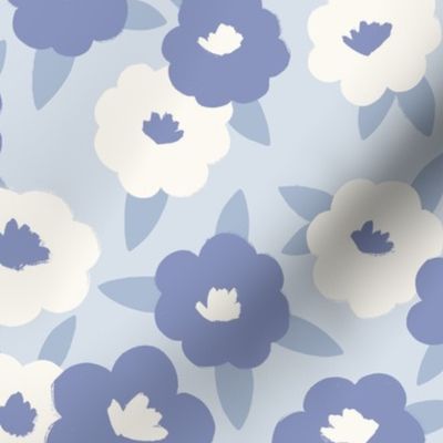 Wildflower Meadow: Whimsical Blue & White Florals and Leaves