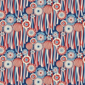 Floral Extravaganza Party [navy and red] medium