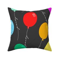 Let's have a party Balloons with wording on white string - colorful with 'light' black background – Extra large (XL) Scale – playful and colorful for interior styles from modern to eclectic 