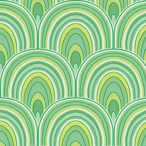 scalloped lime emerald yellow green  party wall  hand drawn arches
