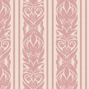 (small) Vertical indian floral striped beige rosy pink
