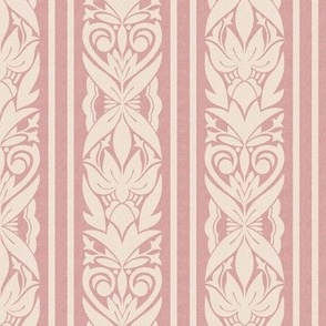 (small) Vertical indian floral striped beige rosy pink