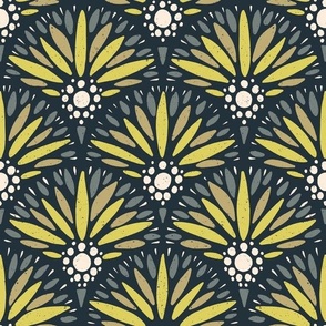 Scallop ornament petals and blooms | Edelweiss | Modern botanicals | Alpine flora collection - navy blue