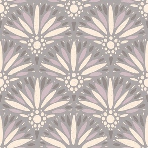 Scallop ornament petals and blooms | Edelweiss | Modern botanicals | Alpine flora collection - pastel grey