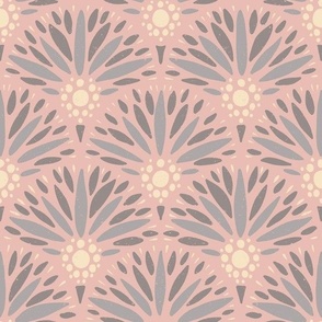 Scallop ornament petals and blooms | Edelweiss | Modern botanicals | Alpine flora collection - pastel pink