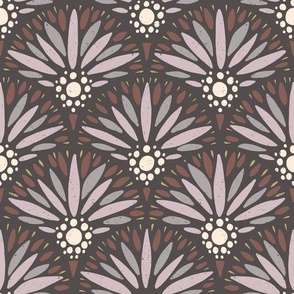 Scallop ornament petals and blooms | Edelweiss | Modern botanicals | Alpine flora collection - warm brown