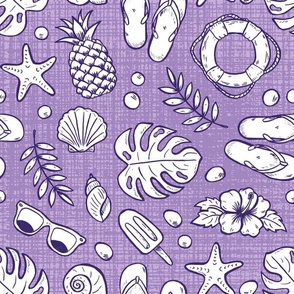 Hand-drawn ink summer doodles purple Wb24