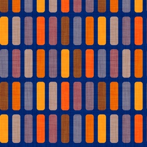 Blocks of Color in Purple Orange and Gold on Blue - Medium