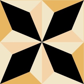 Golden Yellow and Black Mid Century Tile Star | Large