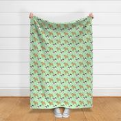 French Bulldog toons and stars - green