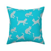 Celtic Knot Cats in White on Sky Blue