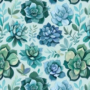 Succulent floral plants blue and green