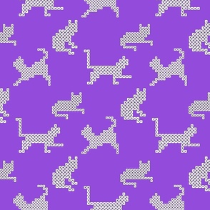 Celtic Knot Cats in White on Purple