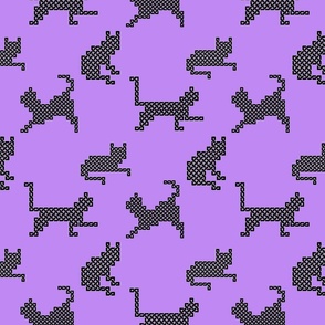 Celtic Knot Cats in Black on Purple