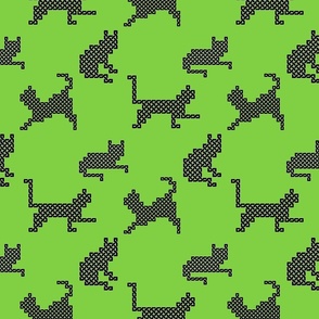 Celtic Knot Cats in Black on Lime Green