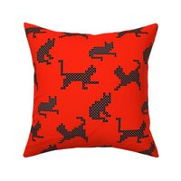 Celtic Knot Cats in Black on Red
