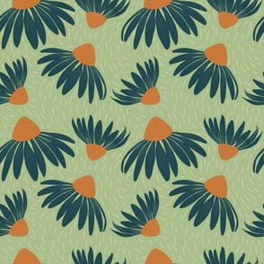 Cone Flowers Mint+Navy