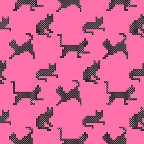 Celtic Knot Cats in Black on Pink