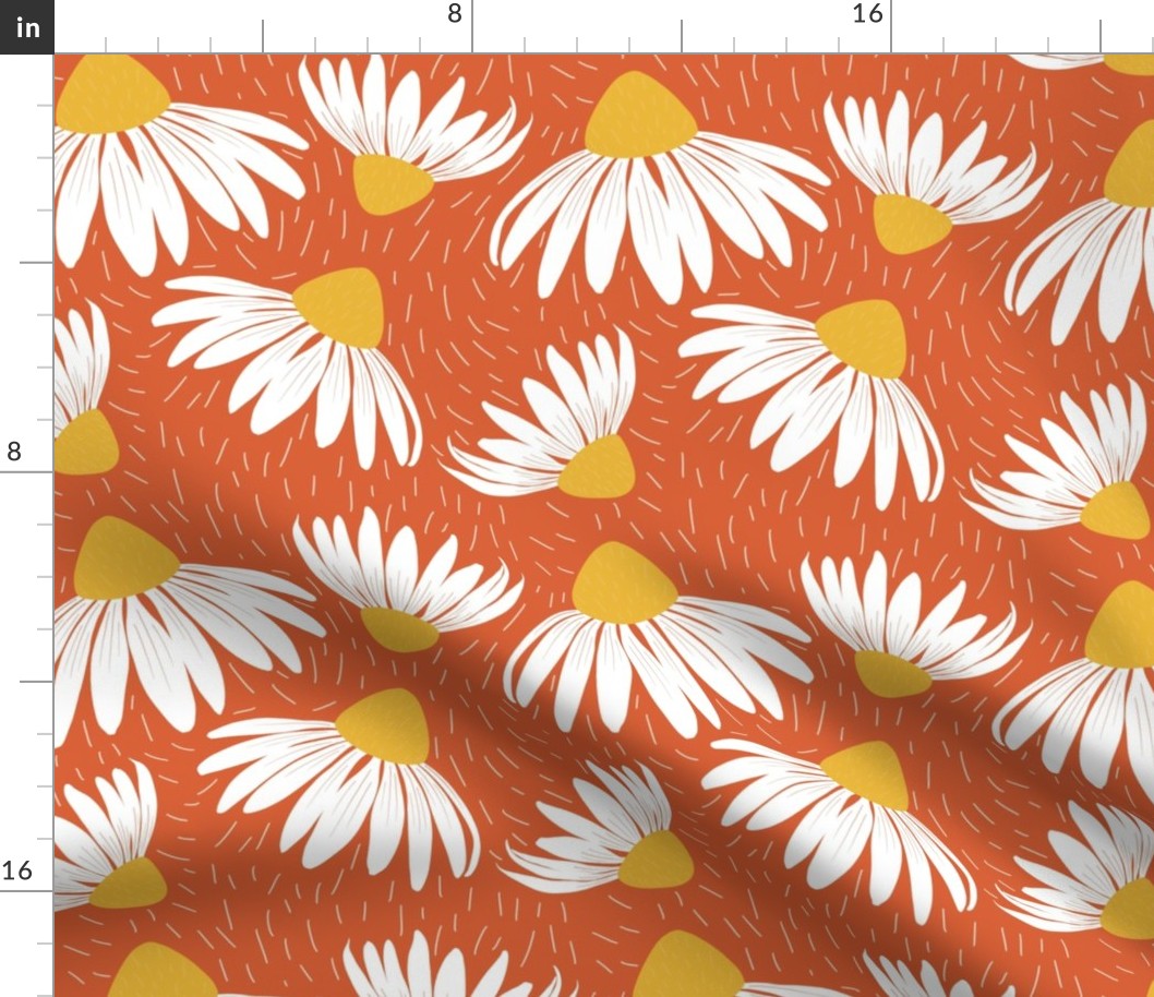 Cone Flowers Orange+White