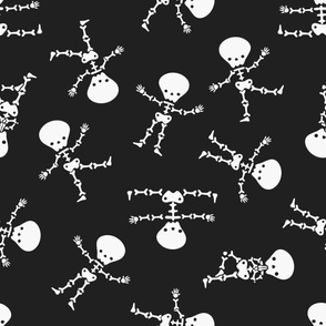 large dancing skeletons / black