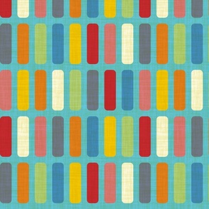 Blocks of Color in Red Blue and Cream on Turquoise Blue - Medium