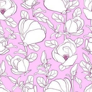 S - White magnolia flowers on a pink background - SMALL scale 