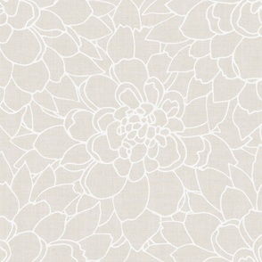 Peony Line Art White on Cream