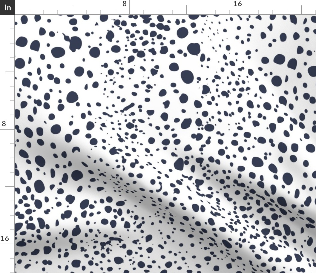 Kelp Dot - Geometric Irregular Dot White Navy Large