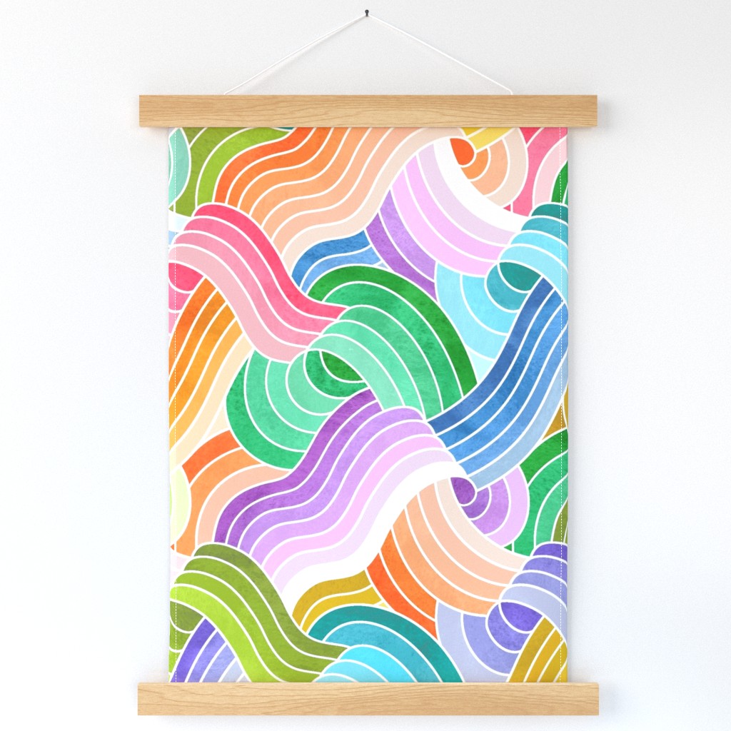 Rainbow Ribbons - Watercolor - Large Scale 