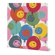 Brightly Coloured Smiley Face Party Balloons Large on white