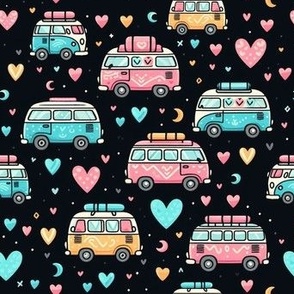 Campervan Love // Cute campervans hearts and stars